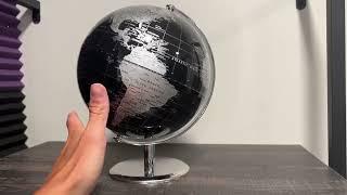 ANNOVA Metallic World Globe Black, Educational Geographic Modern Desktop Decoration