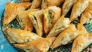 Spanakopitakia: Greek Spinach Pie Triangles  The best appetizer!!