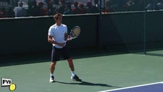 Igor Andreev hitting forehands and backhands -- Indian Wells Pt. 06