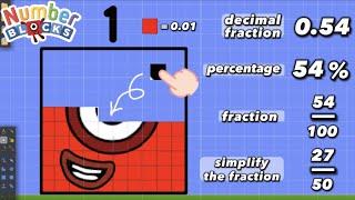 Counting by 0.01 Numberblocks｜Converting Decimals to Fractions and Percentages｜Learn to Count