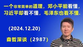 一个非常简单的道理，邓小平能“看懂”，习近平却“看不懂”，毛泽东也看不懂.  (2024.12.20) 《森哲深谈》