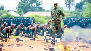 Central African Republic army recruits trained by RDF demonstrate skill at arms & body fitness