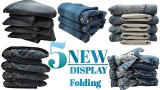 5 jeans folding style | How to fold jeans for showroom | clothes folding tricks | jeans Folding