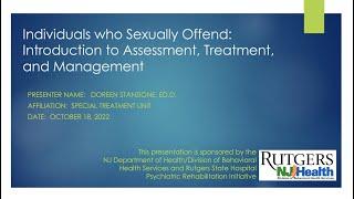 PREP Webinar - Individuals who Sexually Offend: Introduction to Assessment, Treatment, & Management