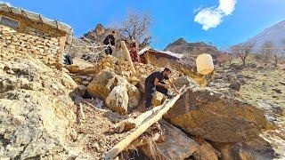 Nomadic Life: The Omid Family Builds a Wooden Bridge for Nomads & Livestock to Cross ️