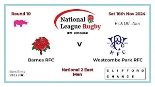 1stXV Men - Barnes RFC 34 v 12 Westcombe Park RFC | 16 November 2024