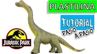 COMO HACER UN DINOSAURIO BRAQUIOSAURIO DE PLASTILINA- JURASIC PARK  MI MUNDO DE PLASTILINA