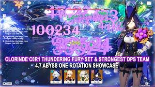 Clorinde C0R1 Thundering Fury Set & Strongest DPS Team - 4.7 Abyss One Rotation Showcase