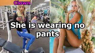 She wears body paint in the gym...