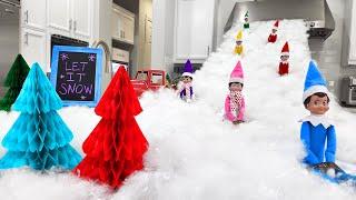 Elf on the Shelf Snow Day! Sledding in the House Day 6