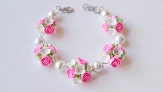 Браслет с цветами из ПОЛИМЕРНОЙ ГЛИНЫ - мастер класс  FLOWER BRACELET Tutoria
