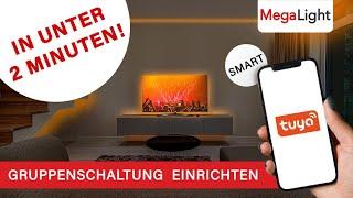 Smart Produkte MegaLight Gruppenschaltung mit tuya einrichten | Smarte LED Lichtleiste & Steckdosen