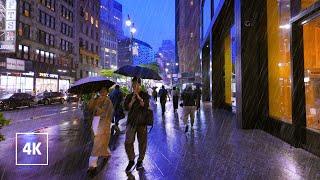 Night Rain Walk New York ️ Umbrella Rainfall Street Sounds NYC