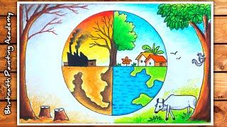 world environment day drawing save earth||how to draw nature