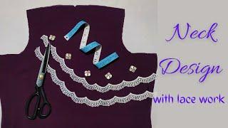 Neck Design with lace work || Fab Stitch #sewing #new #kurti