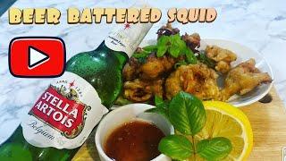 Tasty Beer Battered Squid  and Mushroom Recipe.