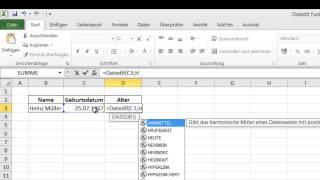 Wichtige Excel Funktionen - DATEDIF