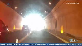 Paura in autostrada, auto in fiamme sull'autostrada A20 Palermo-Messina, servizio del 10.12.2022