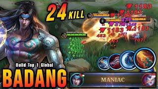 24 Kills + MANIAC!! Badang High Critical Damage (ONE HIT DELETE) - Build Top 1 Global Badang ~ MLBB