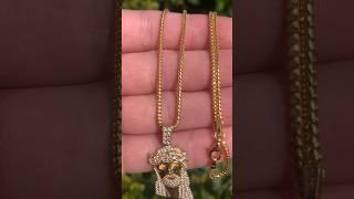 If & Co Franco Chain 1.5mm 14k Gold Micro Jesus Piece VS+ 22” On Neck #gold #franco #diamond