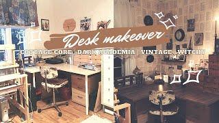 Desk makeover - Cottage core/dark academia/vintage/witchy vibes