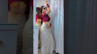 Latest off white saree with wine colour blouse | Rohit fashion club