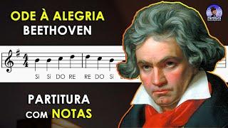 Ode à Alegria Beethoven | Partitura com Notas Flauta Doce, Violino e Playback no Piano - 9ª Sinfonia