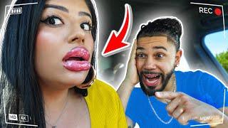 EPIC “ JUMBO ” LIPS OUT IN PUBLIC PRANK ON HUSBAND  !! 