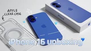 [sub] 아이폰16 울트라마린 언박싱! 🫧 (애플 정품 투명케이스, 무광케이스) I iPhone 16 Ultra Marine Aesthetic Unboxing