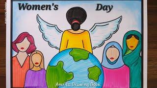 International Women's Day Drawing easy, Women's Equality poster drawing, Poster on Women Empowerment