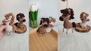 Лошадка брелок крючком, мини лошадь брелок крючком, Horse crochet tutorial