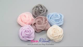 DIY - Hướng dẫn làm hoa hồng cuộn từ ruy băng - Ribbon Rose Bud Tutorial