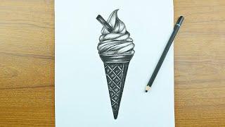 How to draw an Ice-cream with Pencil Sketch | Sketching Video | Learn to Draw