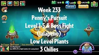 PvZ2 Penny's Pursuit Week 233 (Jalapeno) - Level 1-5 & Boss Fight - 3 Chilies