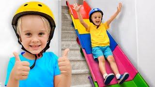 Chris and Stair Slide Adventure - Funny kids stories!