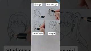 How to draw hair for anime girl (Pt 1) #shorts #draw