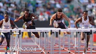 Trey Cunningham and Dylan Beard make quick work of their 110m hurdles heat | NBC Sports