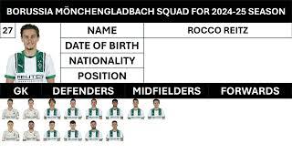Borussia Monchengladbach's Squad for 2024-25 season | Who is your favourite???