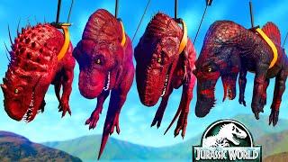 Spinosaurus Vs T-Rex, Indominus Rex, Giganotosaurus, Carnotaurus, Allosaurus Dinosaurs Fighting -JWE