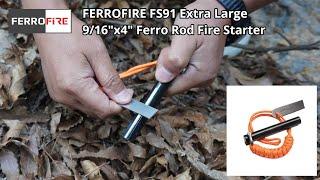 FERROFIRE FS91 Extra Large 9/16" x 4" Ferrocerium Survival Fire Starter Kit