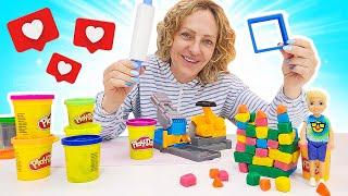 Play Doh Schule mit Nicole - Spielzeug Video für Kinder | Kinder Atelier. Bausteine aus Knete.