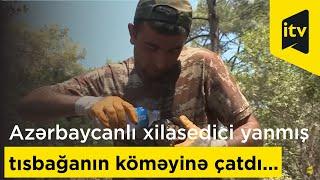 Azərbaycanlı xilasedici yanmış tısbağanın köməyinə çatdı...Ərazidə soyutma işləri davam etdirilir.