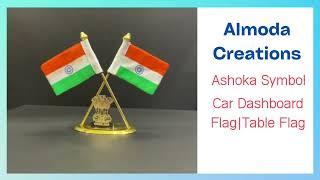 Almoda Creations Indian Flag for Car Dashboard, Flag for Office Table, (Ashok Symbol)