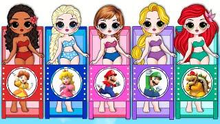 Disney Princess into SUPER MARIO in Real Life / DIYs Paper Dolls & Crafts