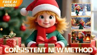 New Method Free AI - How to Create Consistent 100% Character Christmas  Animation 3D Videos