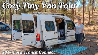 Super Cozy Tiny Home on Wheels - 2013 Ford Transit Connect Camper Conversion Van Tour