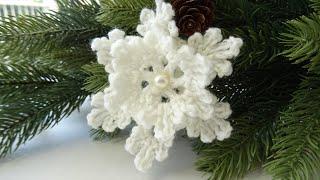 How to Crochet a Snowflake Ornament | Easy 3D Snowflake Ornament