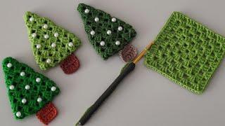 10 Minute Cute Crochet Granny Square Christmas Tree Hack - Easy Crochet Christmas Ornaments