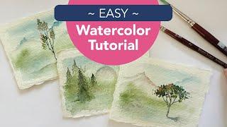 Watercolor Landscape Painting How To Paint Simple Trees Tutorial YT