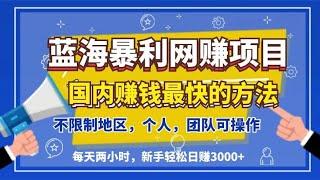 2023年赚钱最快的灰色网赚赚钱项目 最强副业 这是一个在家轻松赚钱的方法 0成本快去创业 每天2小时日赚3000+ 没专业技术 人人可做！新手小白也能轻松操作！